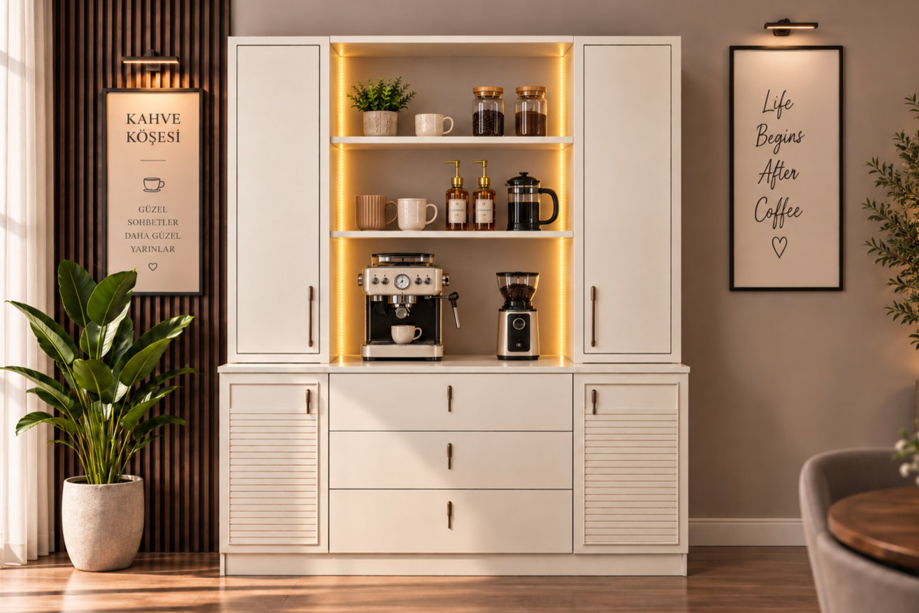 Vela LED Aydınlatmalı Kahve Köşesi