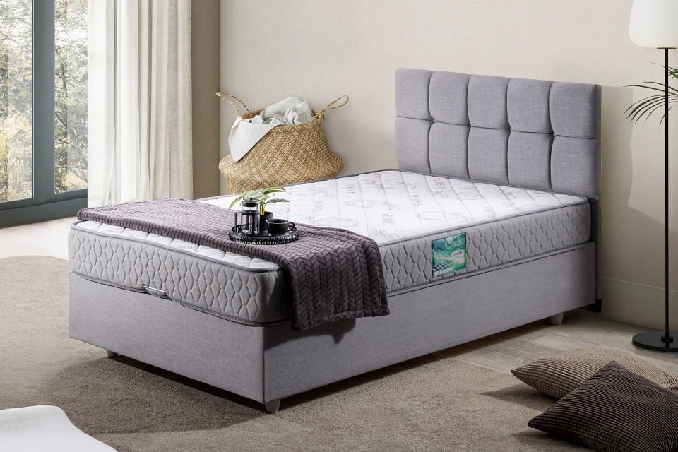 Berlin Baza Başlık Comfort Yatak Seti 120 x 200 - Açık Gri