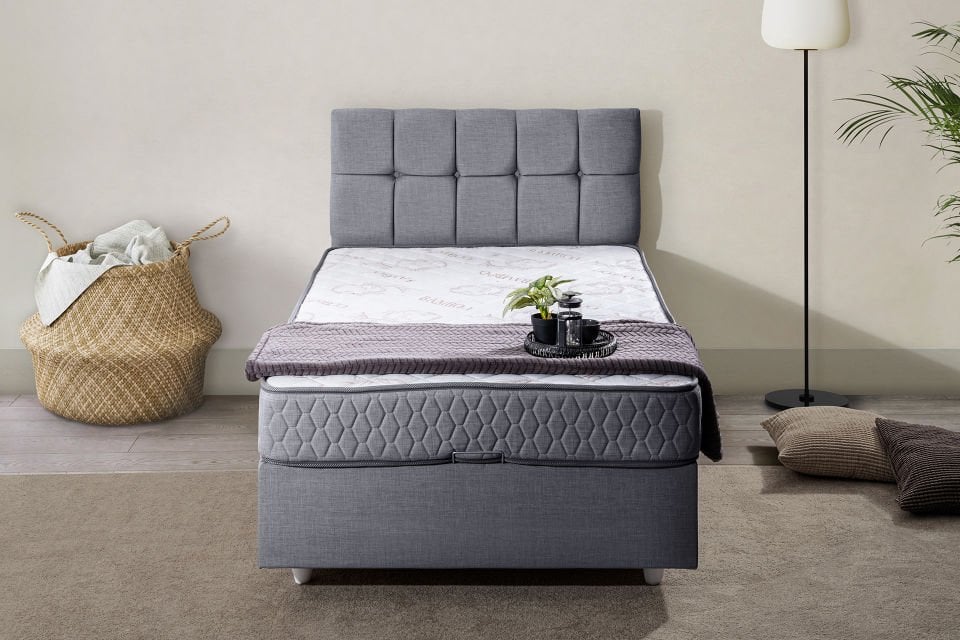 Berlin Baza Başlık Comfort Yatak Seti 120 x 200 - Gri