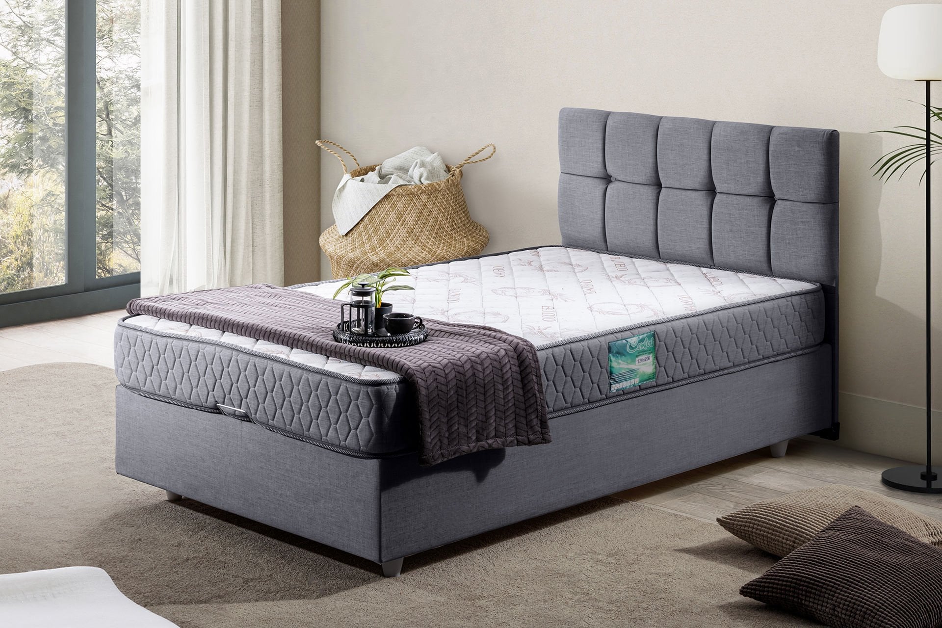 Berlin Baza Başlık Comfort Yatak Seti 120 x 200 - Gri