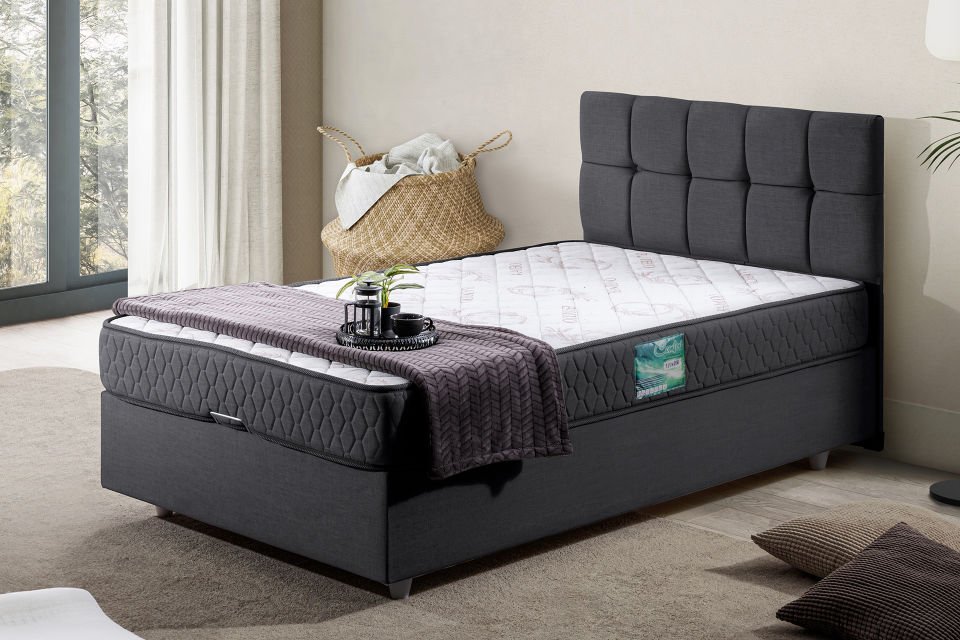 Berlin Baza Başlık Comfort Yatak Seti 100 x 200 - Antrasit