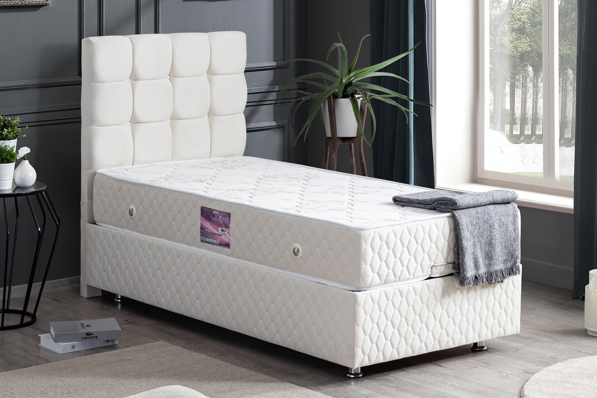 Duke Baza Başlık Deluxe Yatak Seti 120 x 200 - Krem