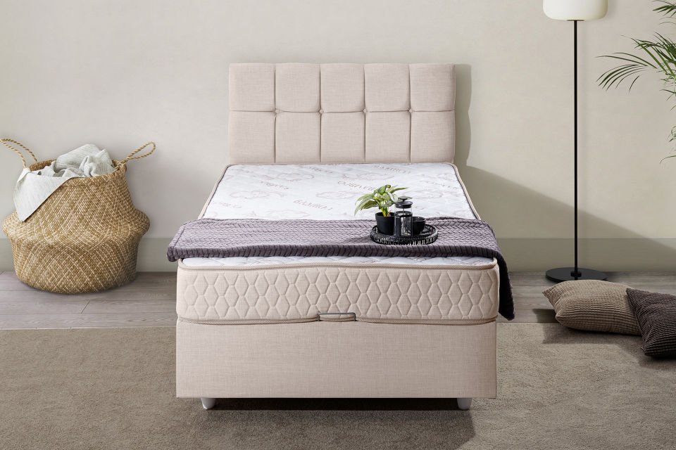 Berlin Baza Başlık Comfort Yatak Seti 90 x 190 - Krem