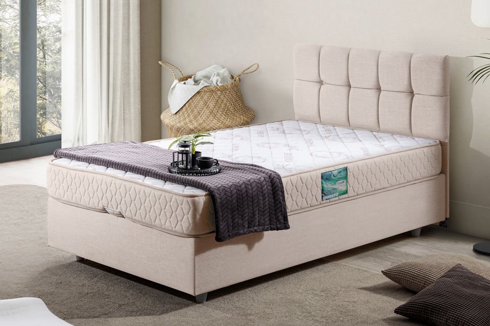 Berlin Baza Başlık Comfort Yatak Seti 90 x 200 - Krem