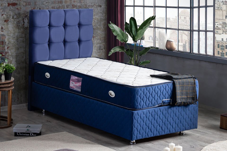 Duke Baza Başlık Deluxe Yatak Seti 90 x 190 - Lacivert