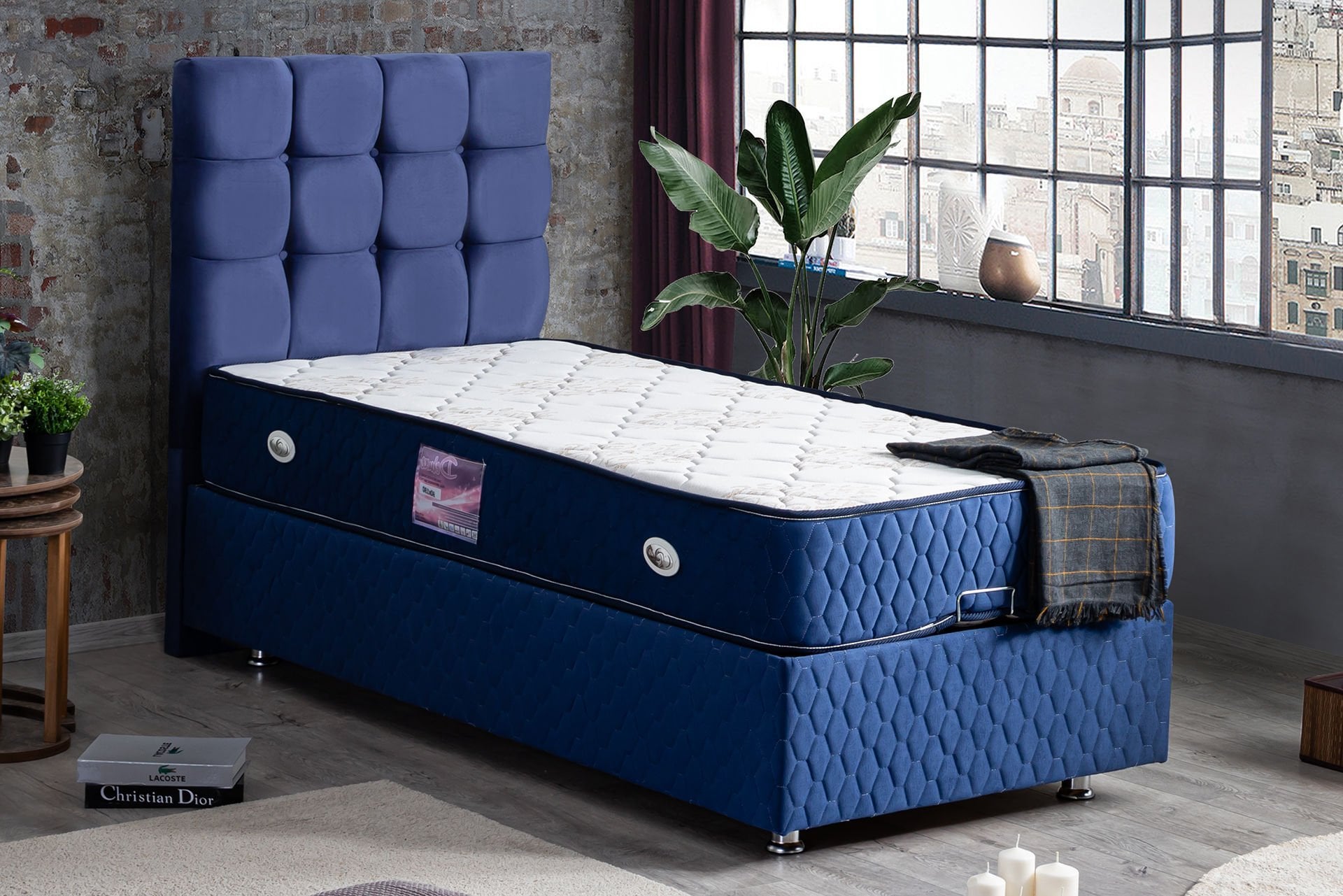 Duke Baza Başlık Deluxe Yatak Seti 100 x 200 - Lacivert