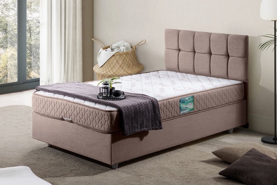 Berlin Baza Başlık Comfort Yatak Seti 90 x 190 - Kahve