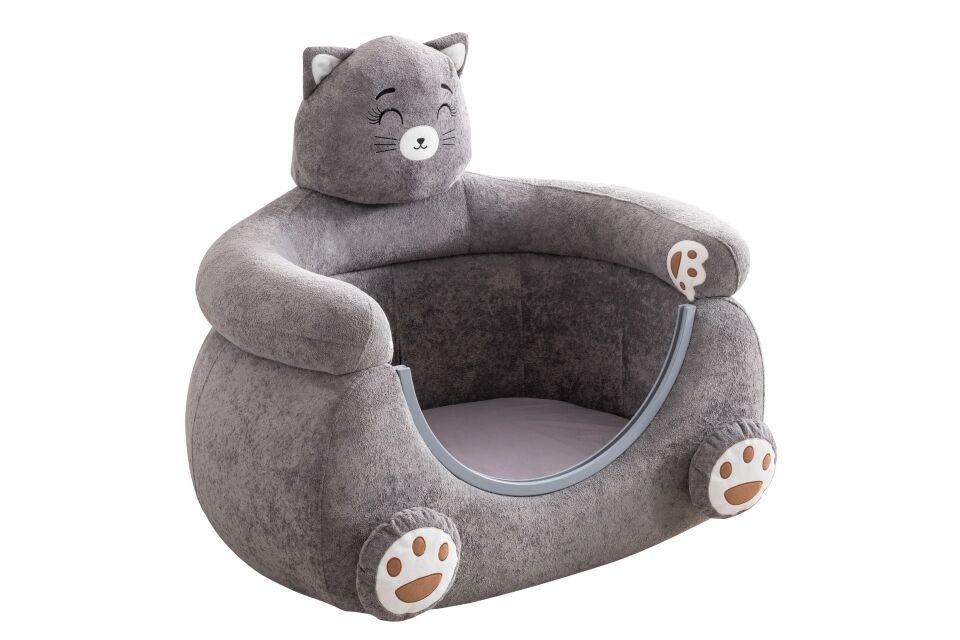Kedi Peluş Kumaşlı, Sallanabilir ve Koltuğa Dönüşebilen Beşik