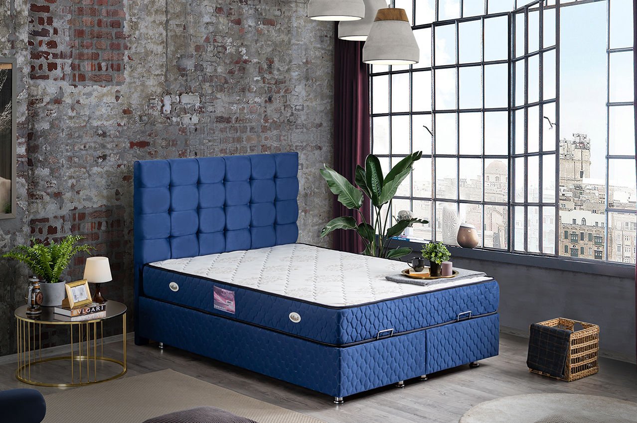Duke Baza Başlık Deluxe Yatak Seti 150 x 200 - Lacivert