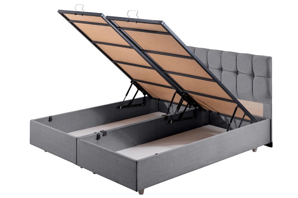 Berlin Çift Kişilik Baza Başlık Letto Yatak Seti 150 x 200 - Gri