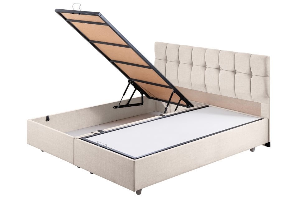 Berlin Çift Kişilik Baza Başlık Letto Yatak Seti 140 x 190 - Krem