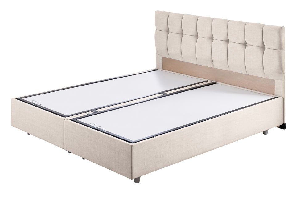 Berlin Çift Kişilik Baza Başlık Letto Yatak Seti 140 x 190 - Krem