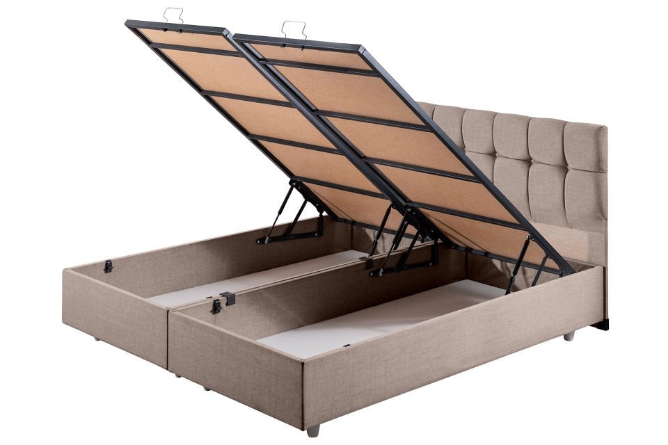Berlin Çift Kişilik Baza Başlık Letto Yatak Seti 140 x 190 - Kahve