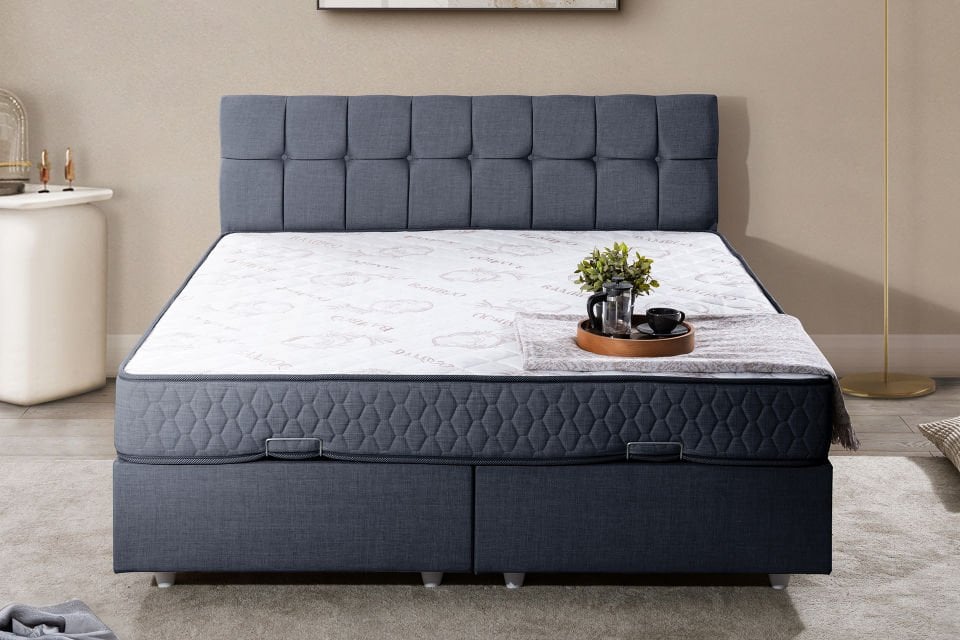 Berlin Çift Kişilik Baza Başlık Letto Yatak Seti 140 x 190 - Lacivert