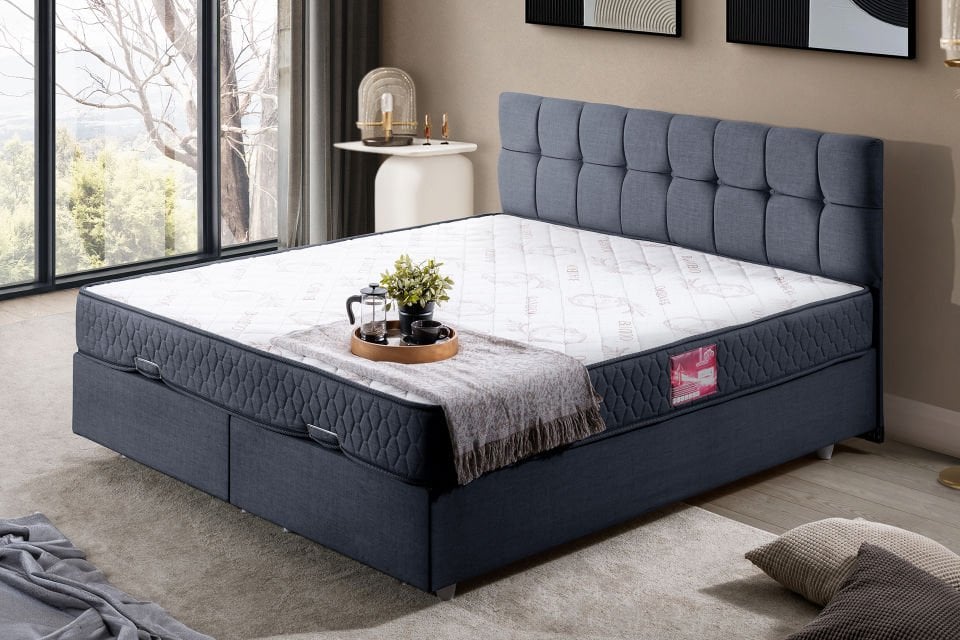 Berlin Çift Kişilik Baza Başlık Letto Yatak Seti 160 x 200 - Lacivert