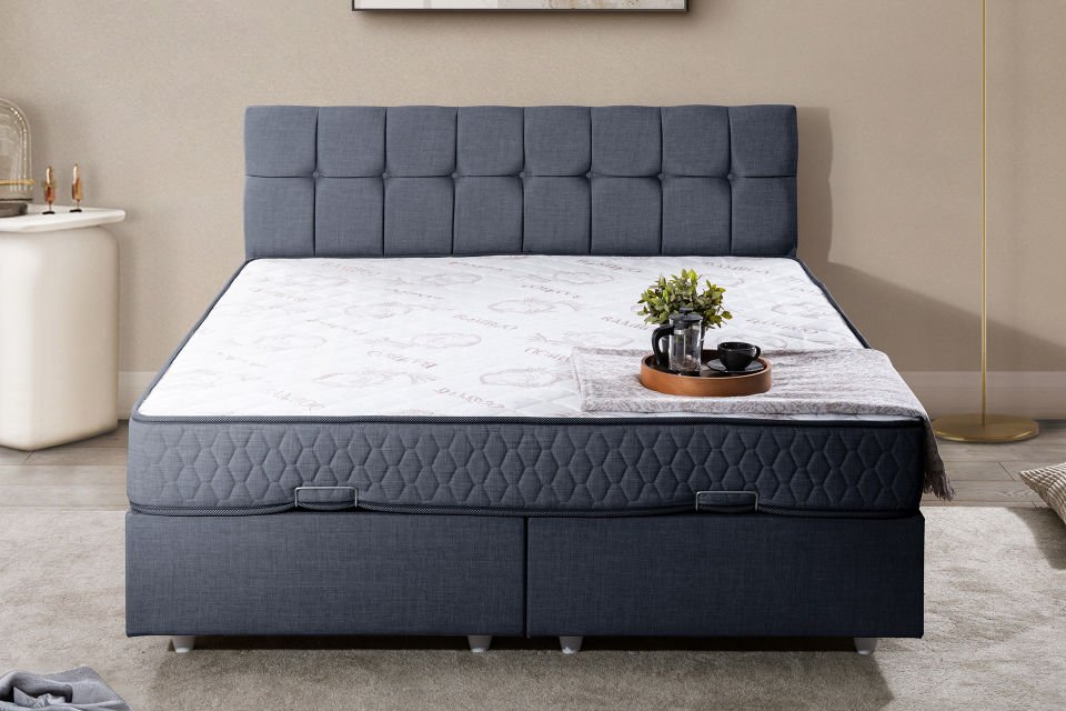 Berlin Çift Kişilik Baza Başlık Letto Yatak Seti 160 x 200 - Lacivert