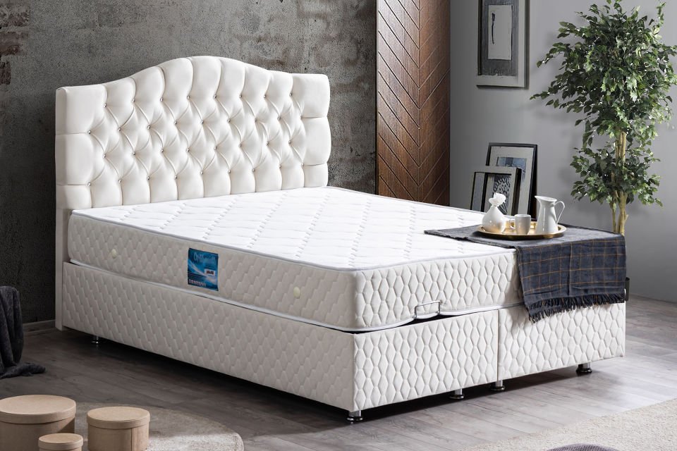 Zümrüt Baza Başlık Ortho Soft Yatak Seti 160 x 200 - Krem