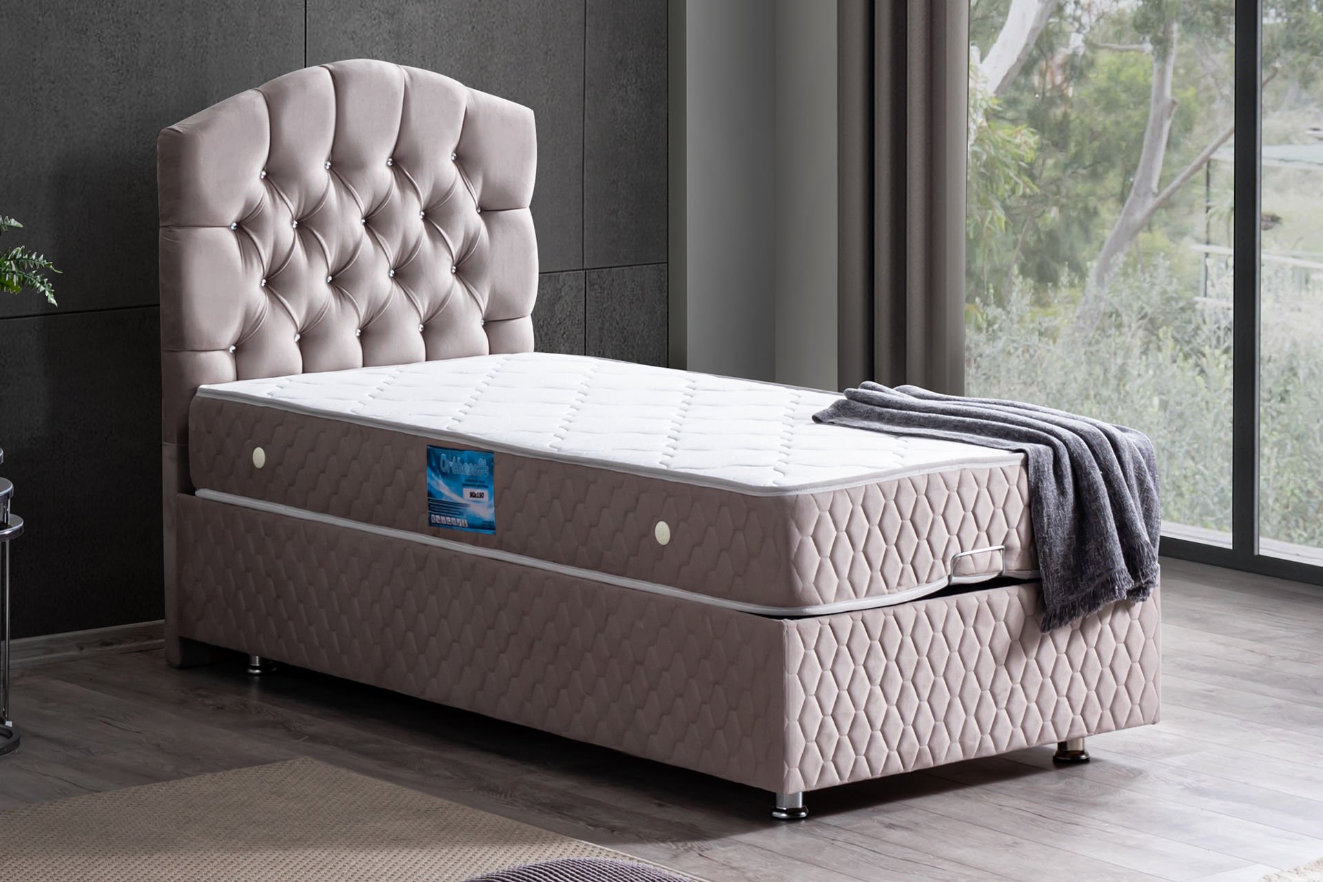 Zümrüt Baza Başlık Ortho Soft Yatak Seti 90 x 190 - Gri