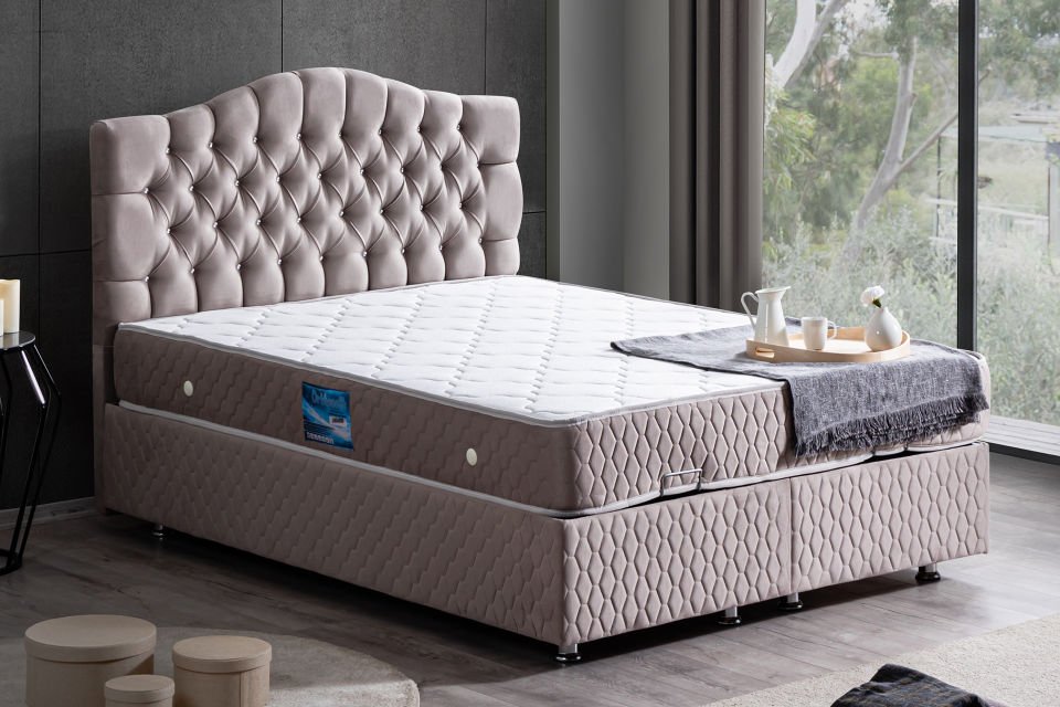 Zümrüt Baza Başlık Ortho Soft Yatak Seti 140 x 190 - Gri