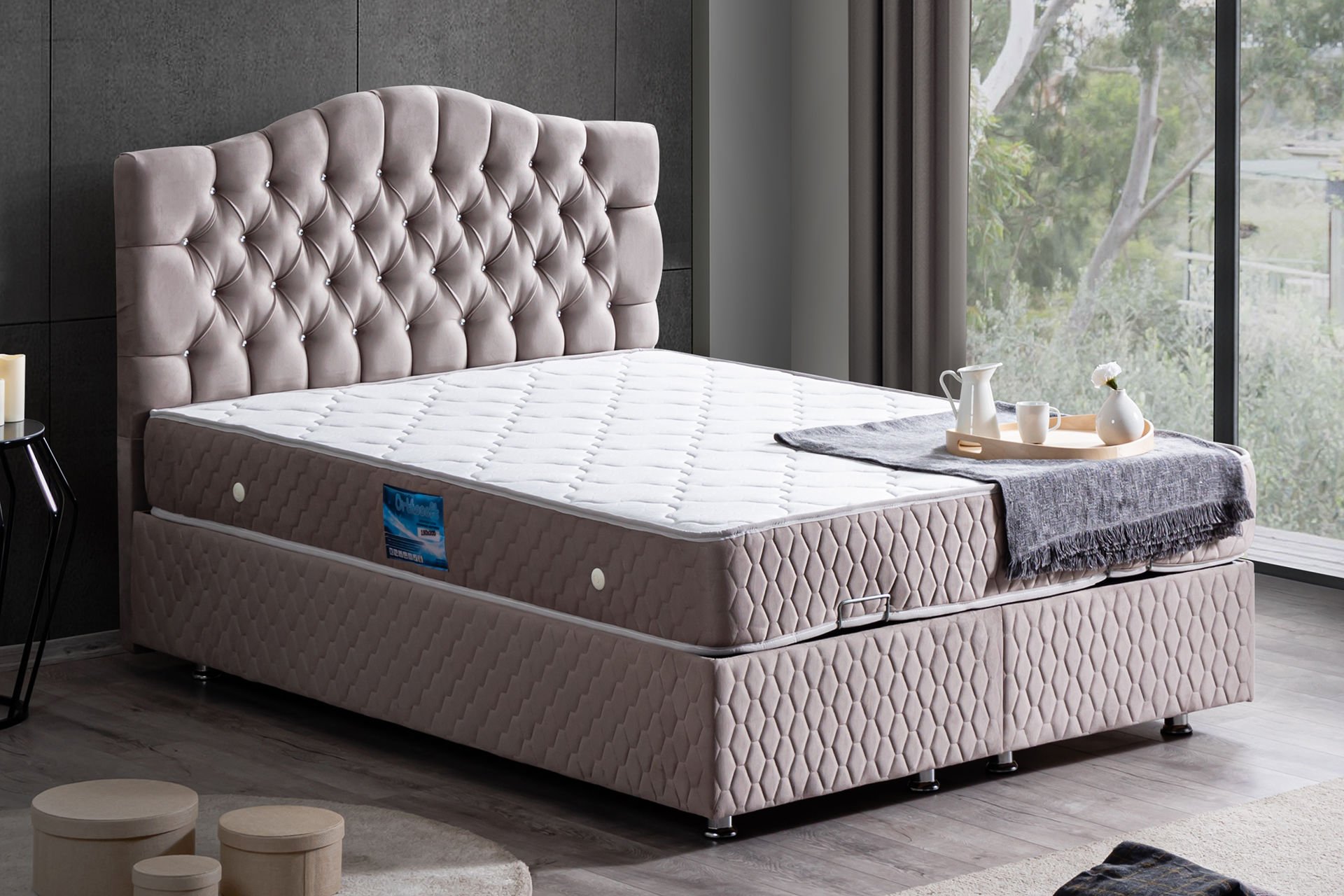 Zümrüt Baza Başlık Ortho Soft Yatak Seti 180 x 200 - Gri