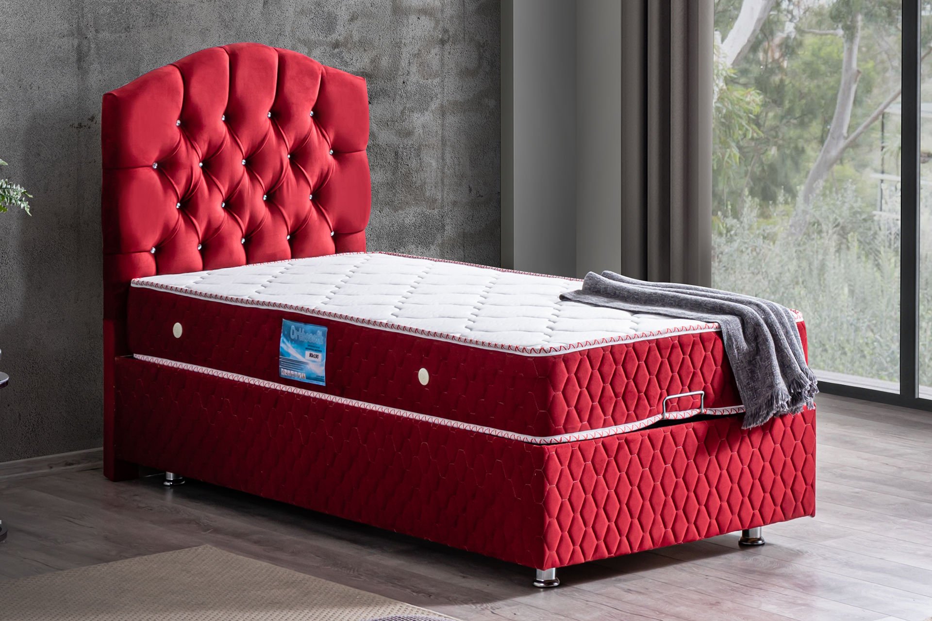 Zümrüt Baza Başlık Ortho Soft Yatak Seti 90 x 200 - Bordo