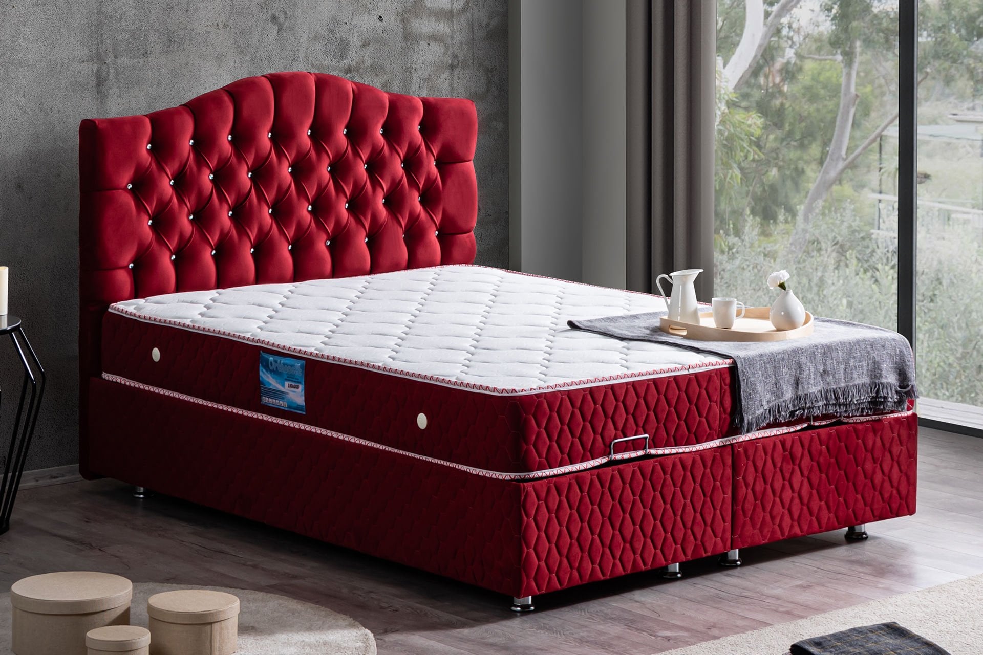 Zümrüt Baza Başlık Ortho Soft Yatak Seti 150 x 200 - Bordo