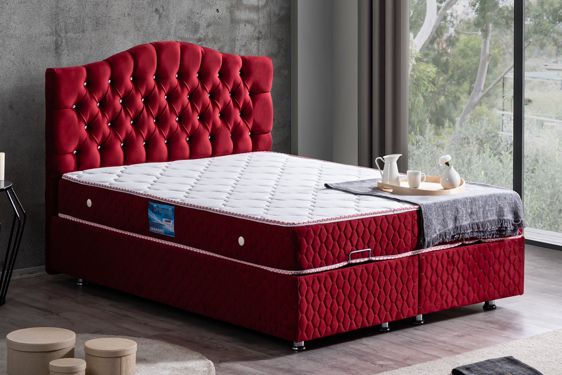 Zümrüt Baza Başlık Ortho Soft Yatak Seti 160 x 200 - Bordo