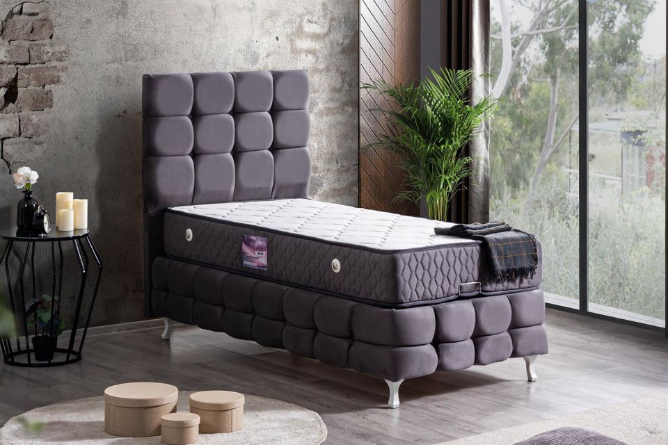Duke Lux Baza Başlık Deluxe Yatak Seti 90 x 190 - Antrasit