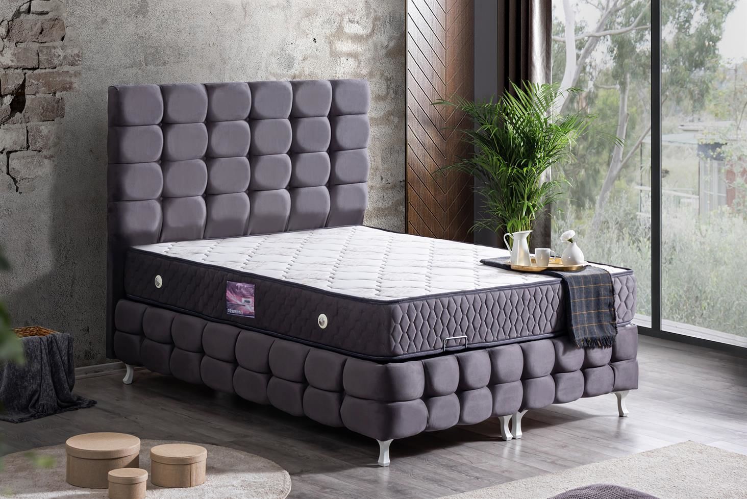 Duke Lux Baza Başlık Deluxe Yatak Seti 160 x 200 - Antrasit