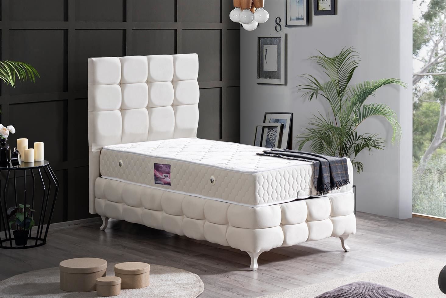 Duke Lux Baza Başlık Deluxe Yatak Seti 90 x 200 - Krem