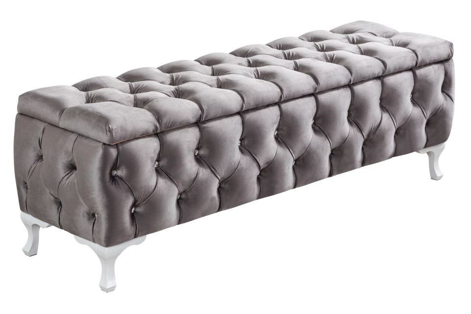 Yatak Ucu Pufu, Cappy Bench, Sandıklı Ayakucu Pufu Gri - 40x50x140