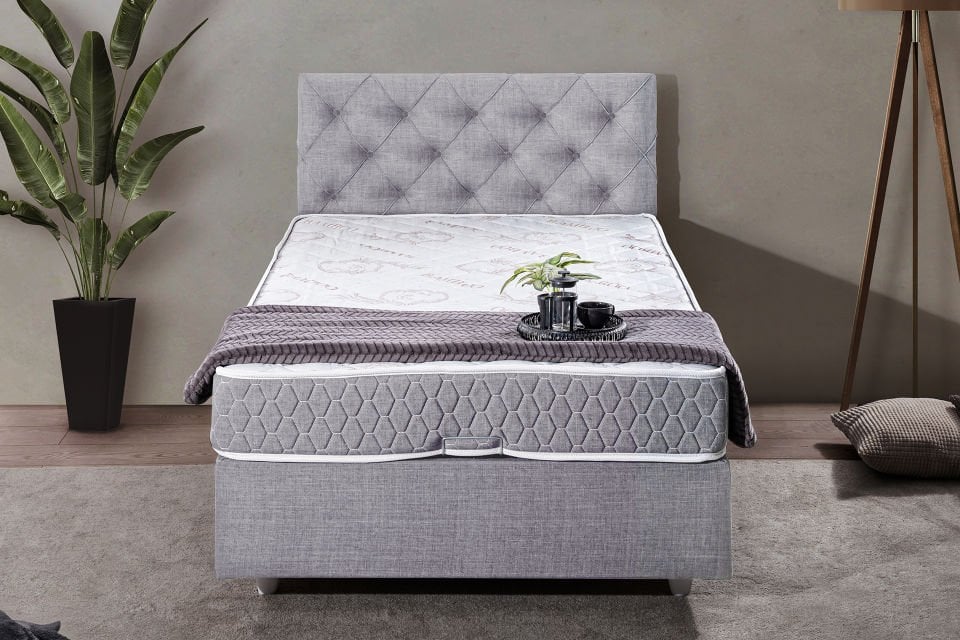 Eylül Baza Başlık Comfort Yatak Seti 120 x 200 - Açık Gri