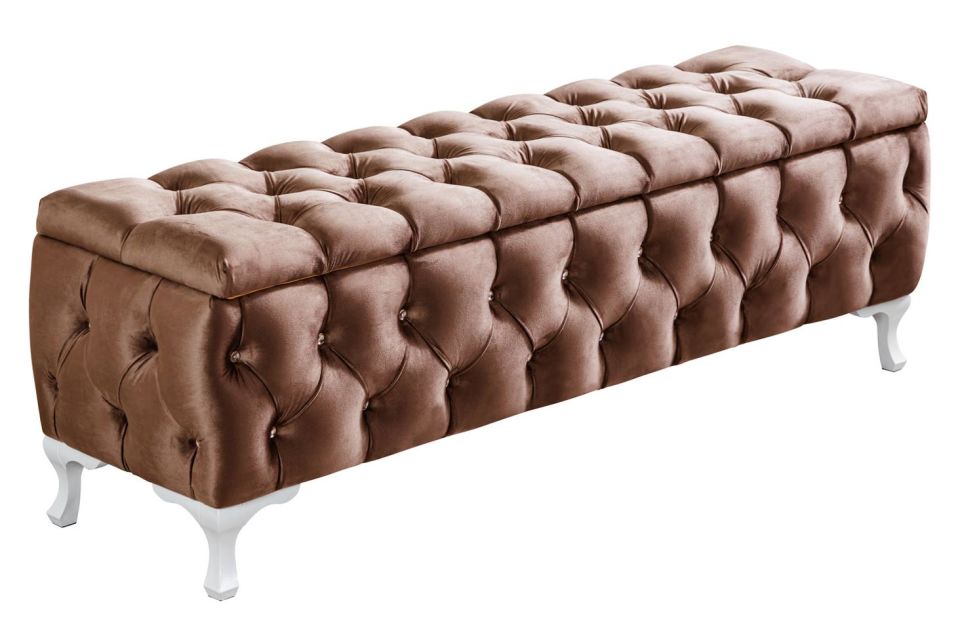 Yatak Ucu Pufu, Cappy Bench, Sandıklı Ayakucu Pufu Açık Kahverengi - 40x50x180