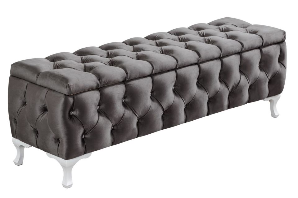 Yatak Ucu Pufu, Cappy Bench, Sandıklı Ayakucu Pufu Antrasit - 40x50x120