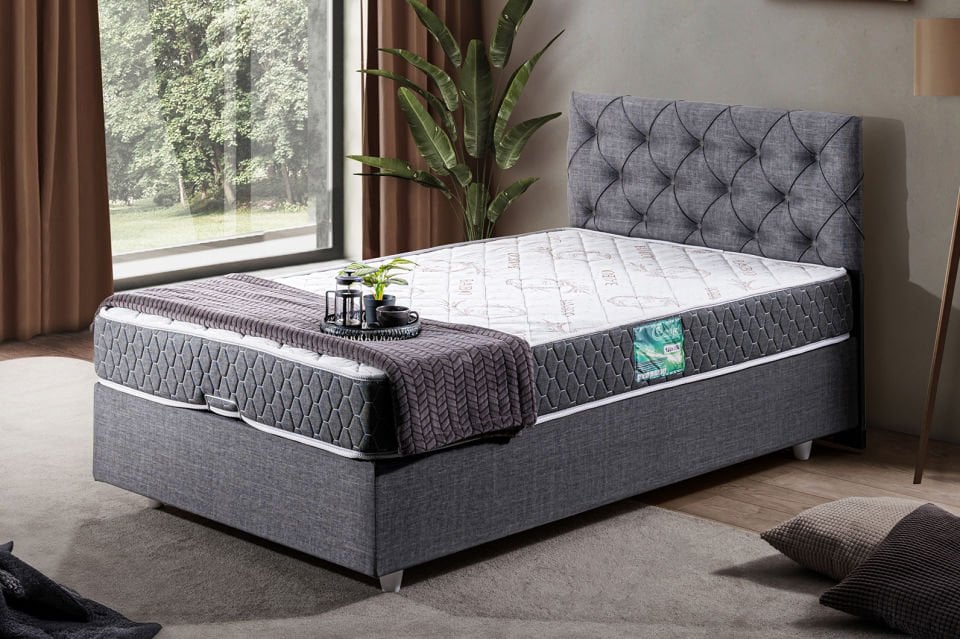Eylül Baza Başlık Comfort Yatak Seti 100 x 200 - Gri