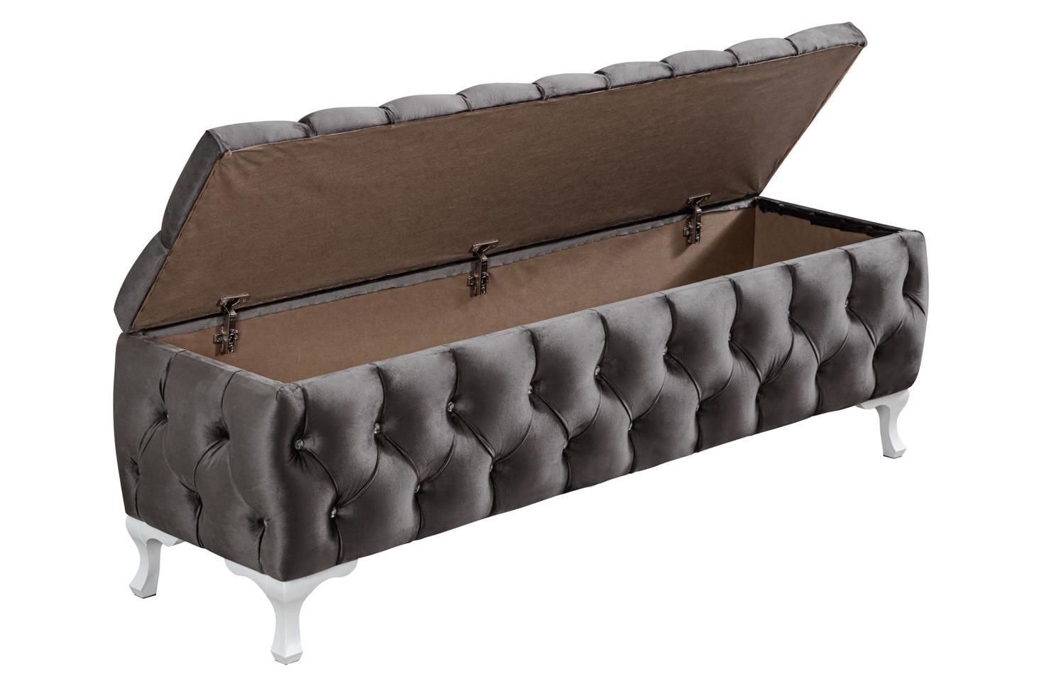 Yatak Ucu Pufu, Cappy Bench, Sandıklı Ayakucu Pufu Antrasit - 40x50x140