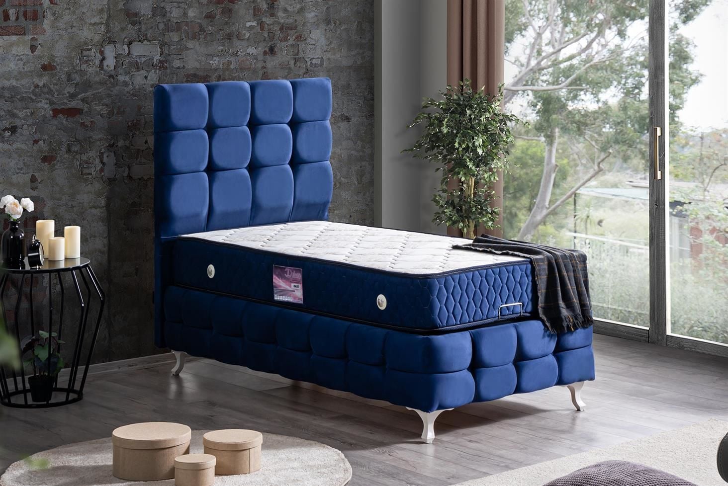 Duke Lux Baza Başlık Deluxe Yatak Seti 90 x 200 - Lacivert