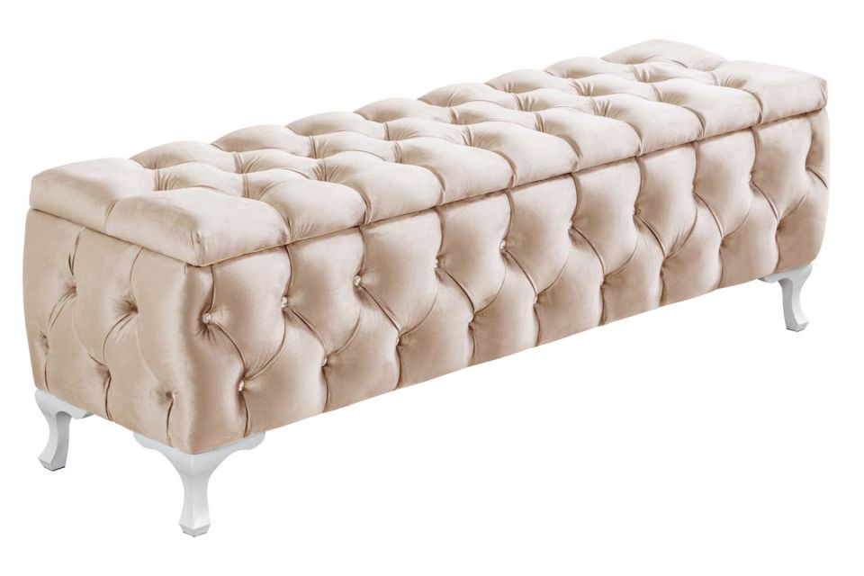 Yatak Ucu Pufu, Cappy Bench, Sandıklı Ayakucu Pufu Bej - 40x50x90