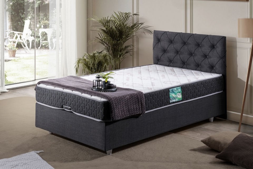Eylül Baza Başlık Comfort Yatak Seti 90 x 190 - Antrasit