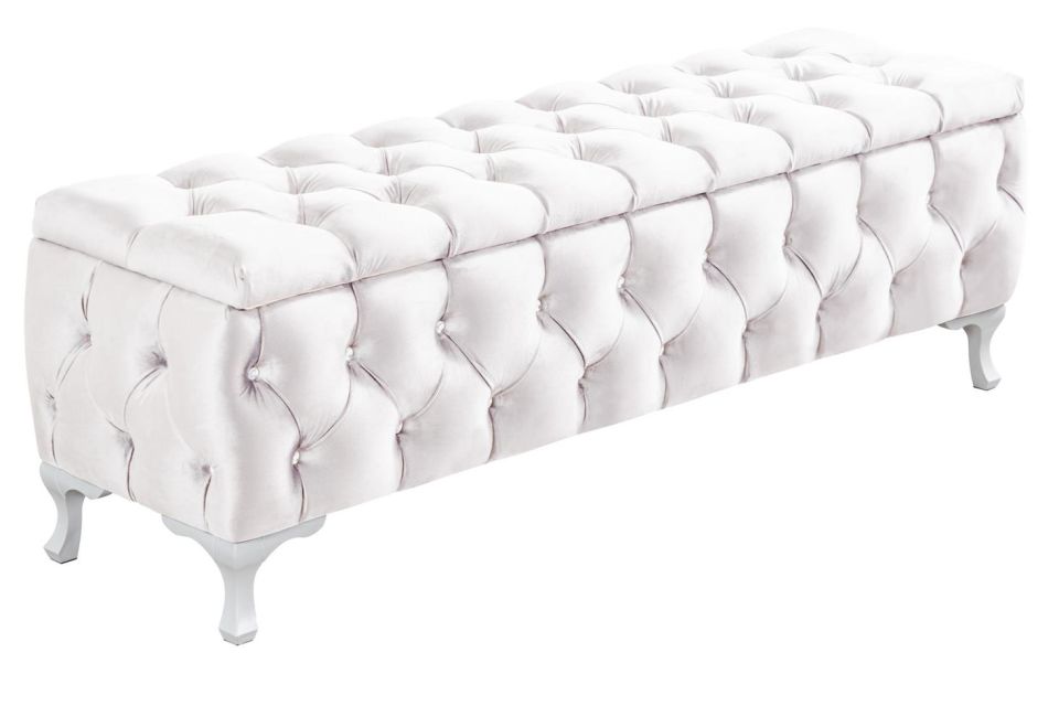 Yatak Ucu Pufu, Cappy Bench, Sandıklı Ayakucu Pufu Beyaz - 40x50x100