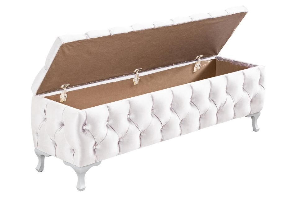 Yatak Ucu Pufu, Cappy Bench, Sandıklı Ayakucu Pufu Beyaz - 40x50x160