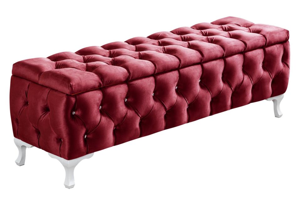 Yatak Ucu Pufu, Cappy Bench, Sandıklı Ayakucu Pufu Bordo - 40x50x90