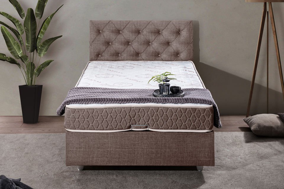 Eylül Baza Başlık Comfort Yatak Seti 90 x 200 - Kahve
