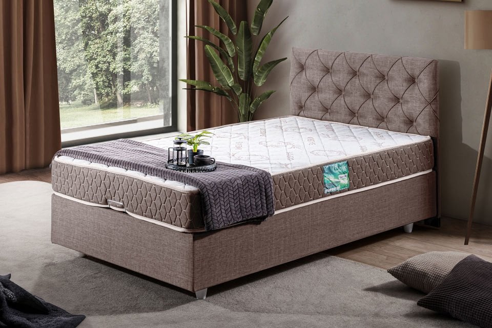 Eylül Baza Başlık Comfort Yatak Seti 90 x 200 - Kahve