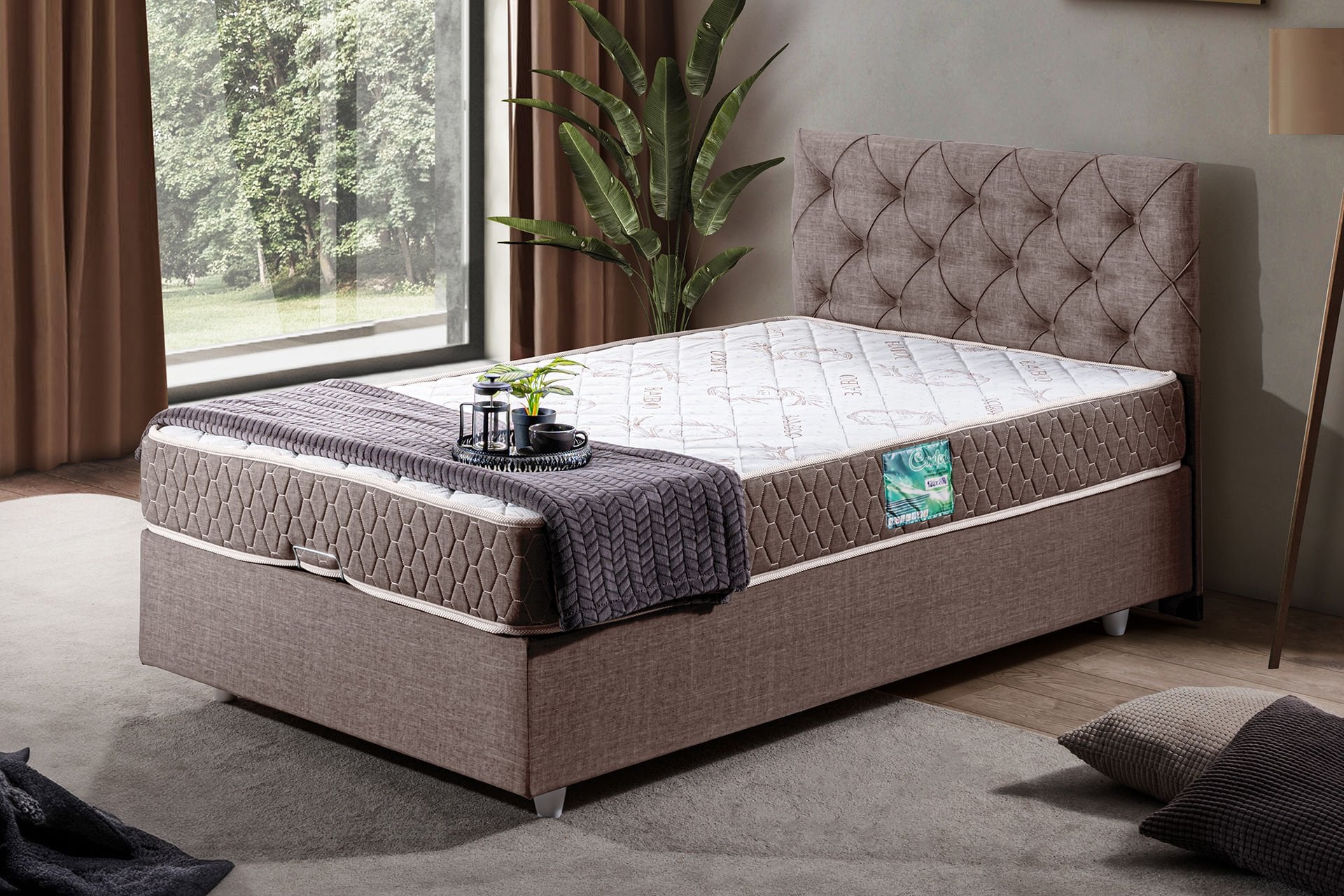 Eylül Baza Başlık Comfort Yatak Seti 100 x 200 - Kahve