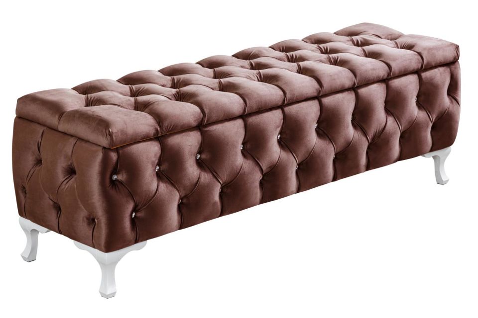 Yatak Ucu Pufu, Cappy Bench, Sandıklı Ayakucu Pufu Koyu Kahverengi - 40x50x120