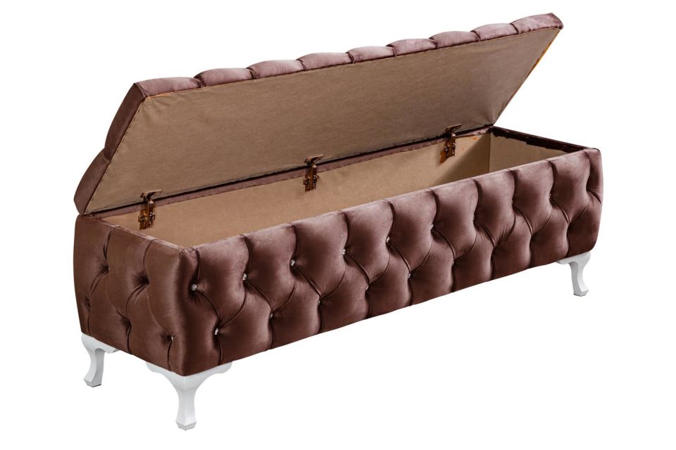 Yatak Ucu Pufu, Cappy Bench, Sandıklı Ayakucu Pufu Koyu Kahverengi - 40x50x140