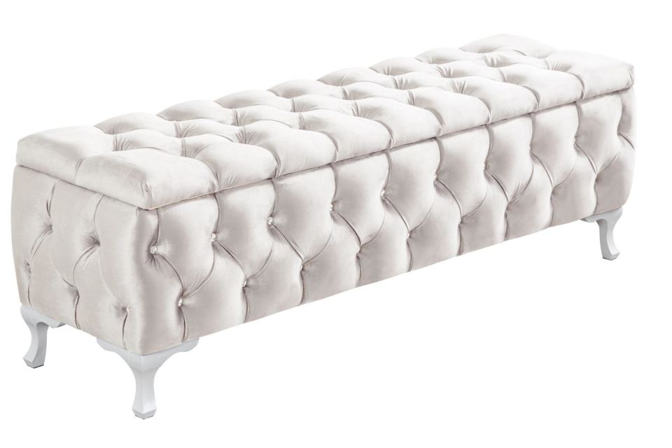 Yatak Ucu Pufu, Cappy Bench, Sandıklı Ayakucu Pufu Krem - 40x50x90