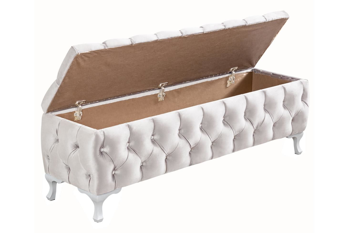Yatak Ucu Pufu, Cappy Bench, Sandıklı Ayakucu Pufu Krem - 40x50x160