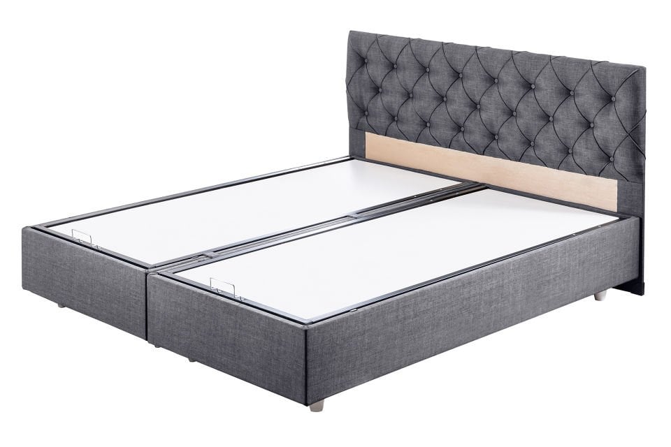 Eylül Çift Kişilik Baza Başlık Letto Yatak Seti 160 x 200 - Gri